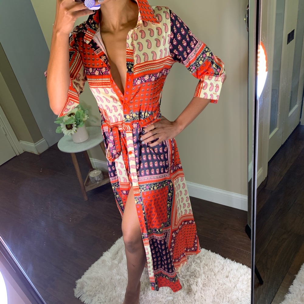 Velzera patchwork midi dress